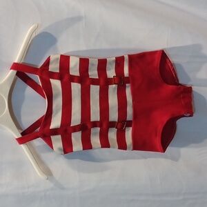 Vintage one piece, red & cream, measurements in photos